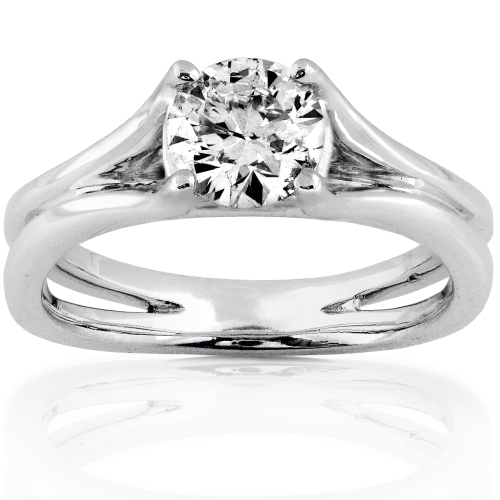 Solitaire Diamond Engagement Ring in 14K White Gold 3/4ct TW